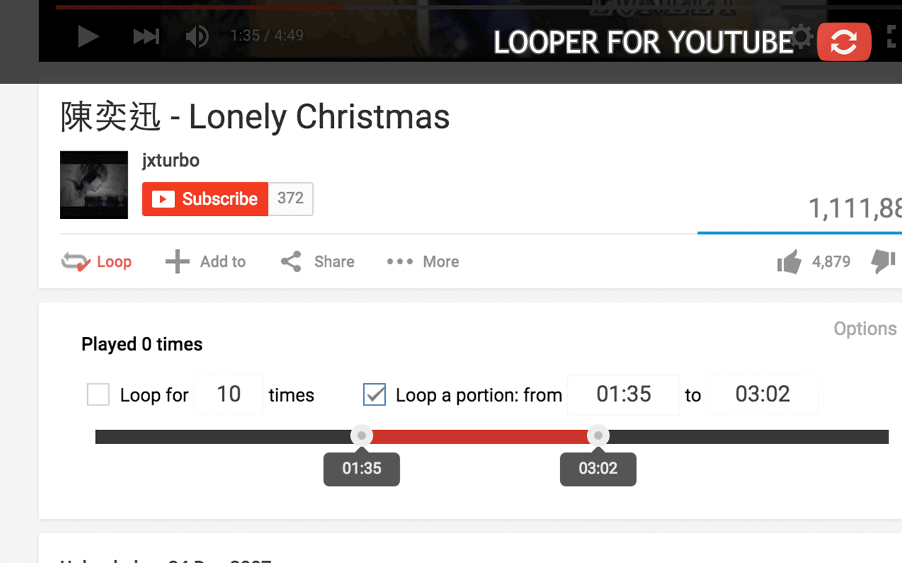 Looper for YouTube